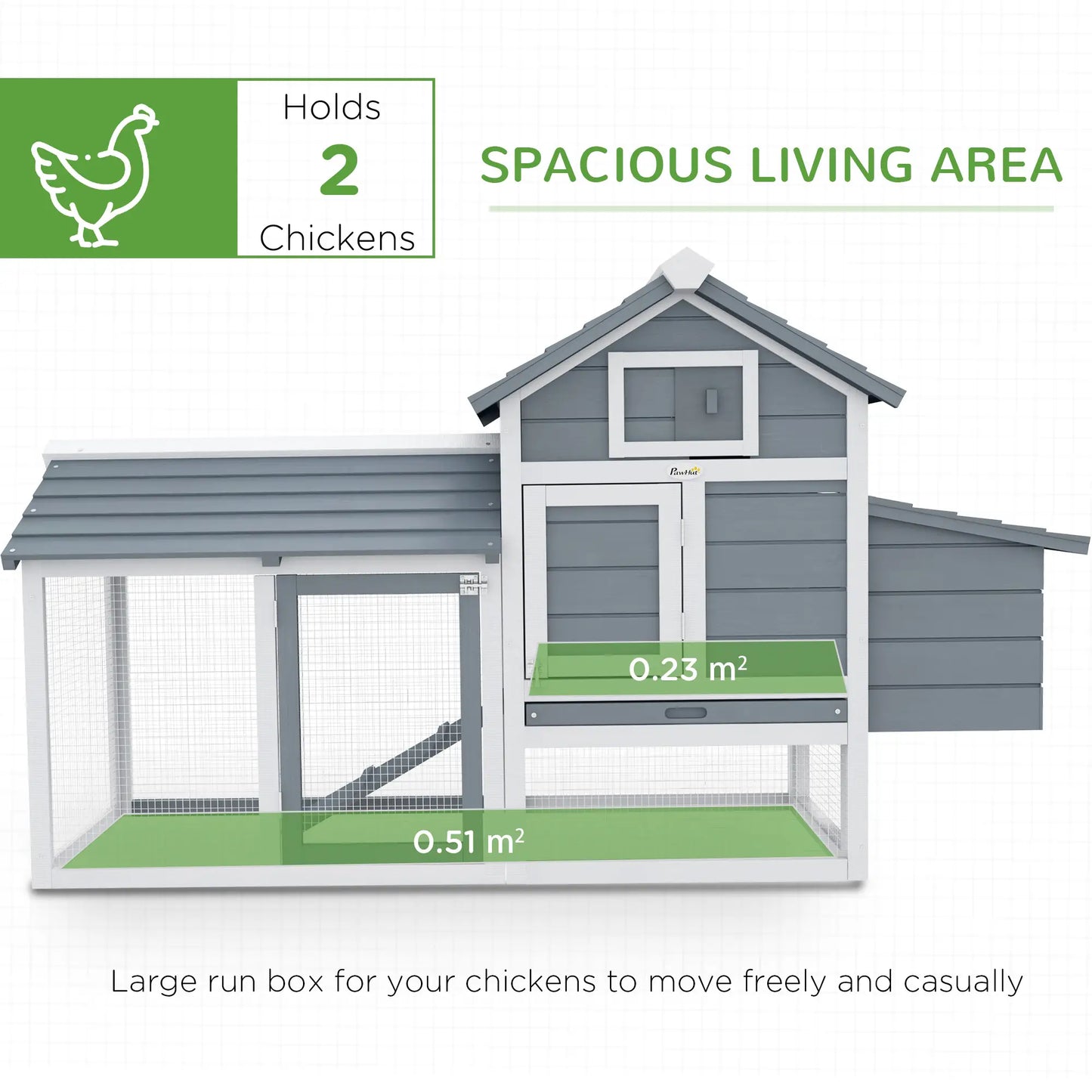 60" Large Chicken Coop, Wooden Hen House, 2 Doors, Nesting Box, Removable Tray, White Chicken Coops at Gallery Canada