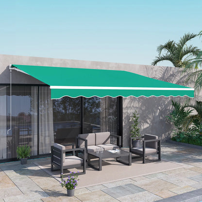 13' x 10' Retractable Electric Awning, Sun Shade Shelter, Remote, Green Deck Awnings at Gallery Canada