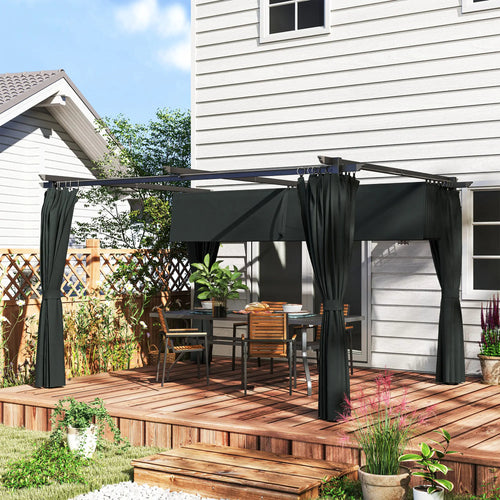 10' x 13' Pergola, Retractable Canopy, UPF30+ Sun Shade, Garden, Backyard