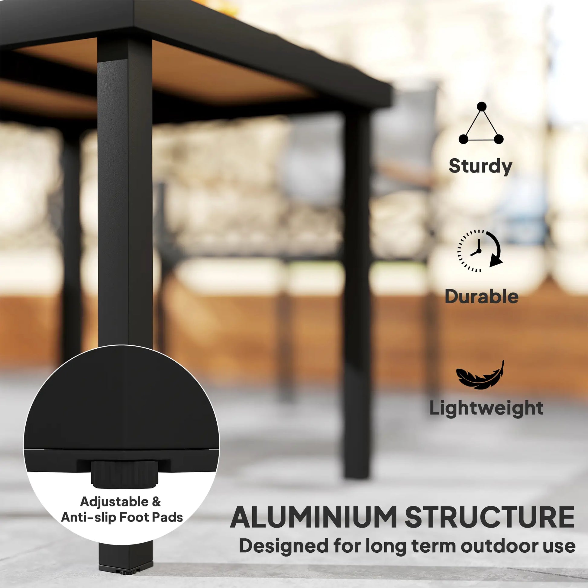 Square Aluminum Patio Dining Table for 4, Outdoor Garden Lawn, Natural Patio Dinning Tables at Gallery Canada