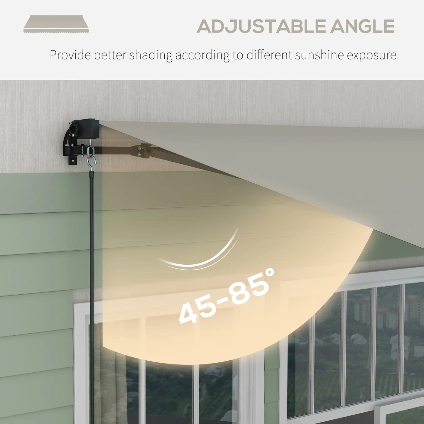 13' x 10' Retractable Awning, UV Resistant Sunshade, Light Grey Window Awnings at Gallery Canada