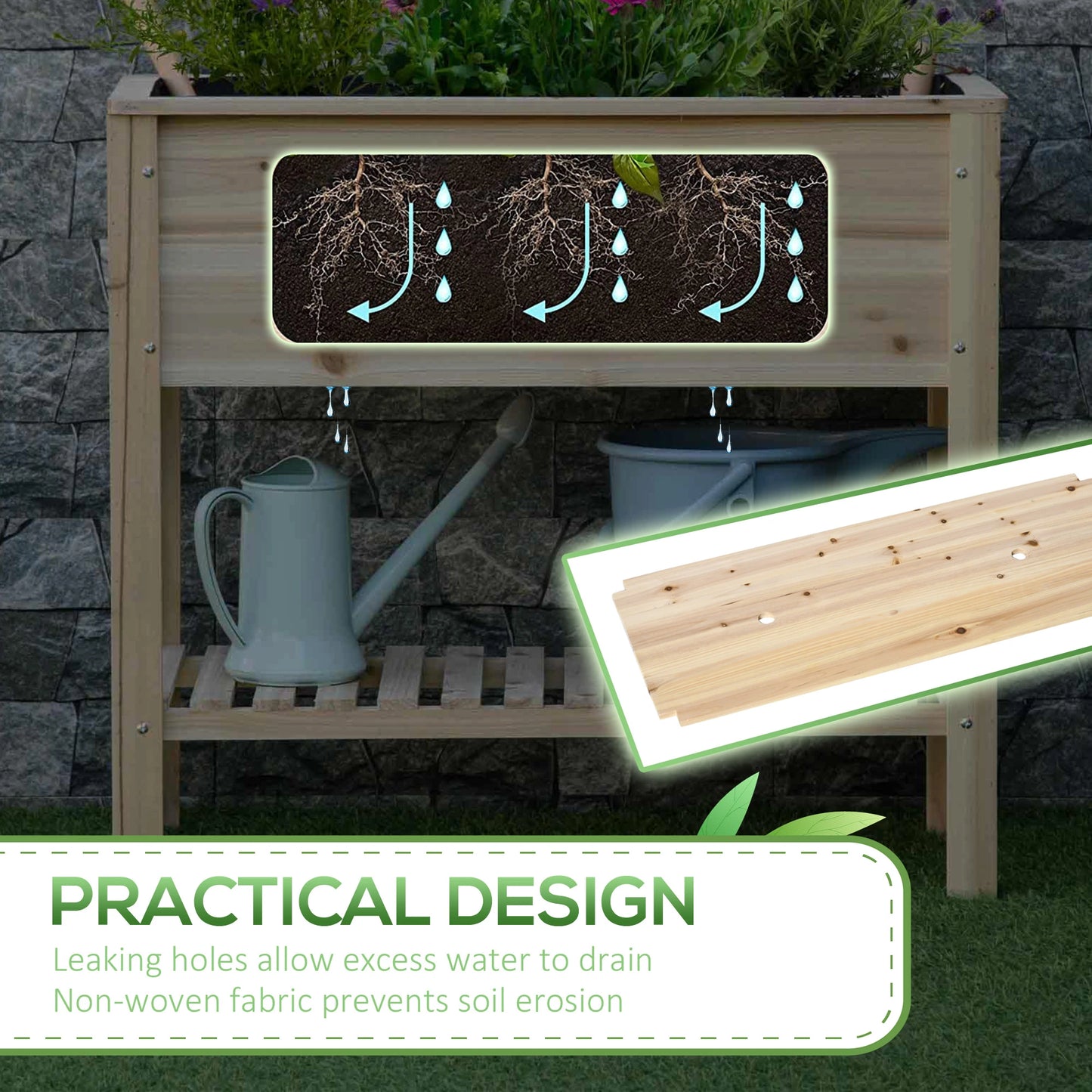 Elevated Planter Box with Storage, 36" x 16" x 32", Natural Elevated Garden Beds at Gallery Canada