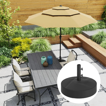 Heavy Duty Outdoor Umbrella Stand Base, Sand Water Filled, Φ22" x 15.7" H, Black Umbrella Bases at Gallery Canada