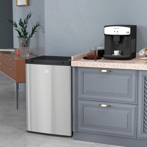 Upright Freezer, 3 Cu.Ft Mini Freezer with Reversible Single Door, Adjustable Thermostat for Home, Dorm, Silver
