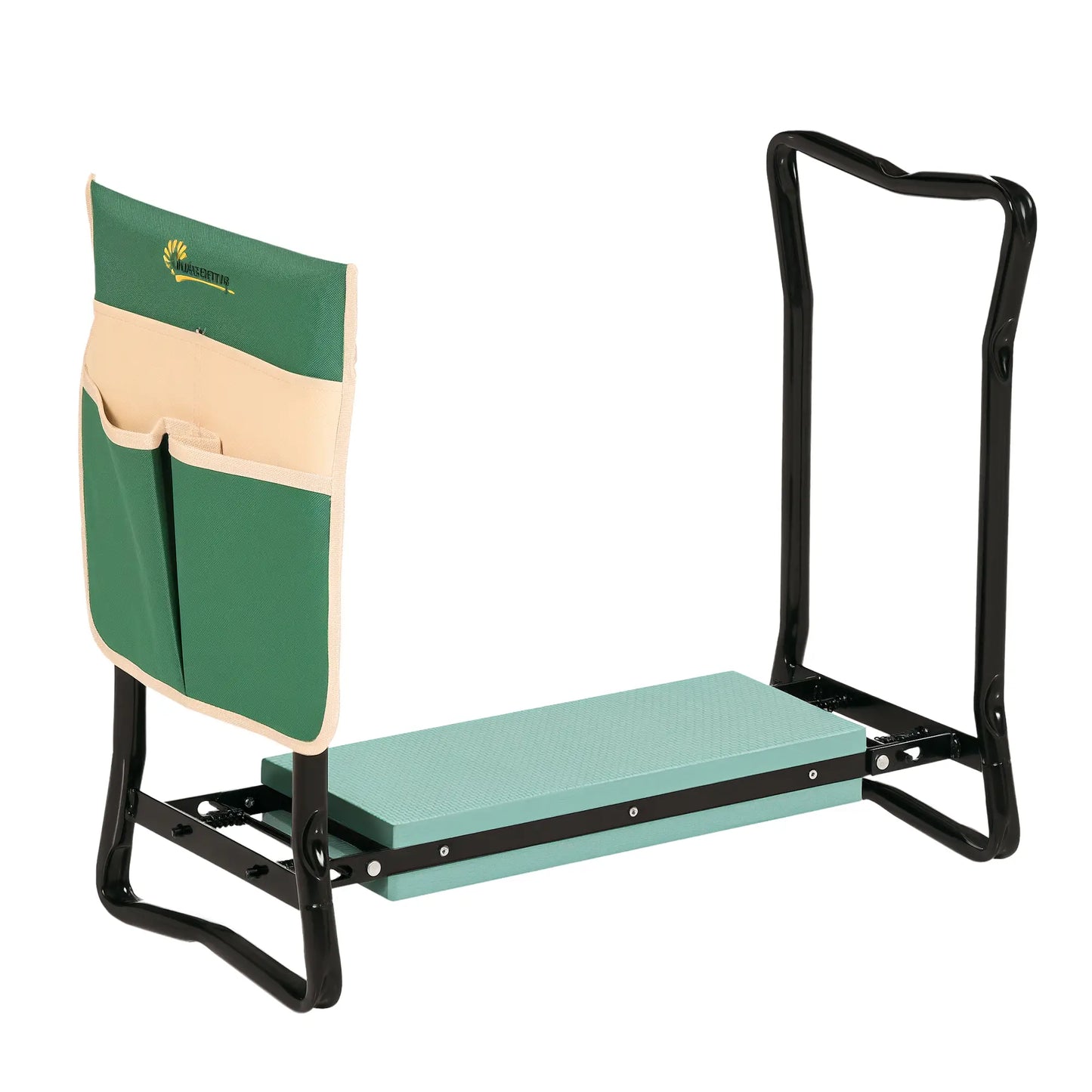 Folding Gardening Kneeling Bench, Large Tool Pouch Garden Accessories Green and Black at Gallery Canada