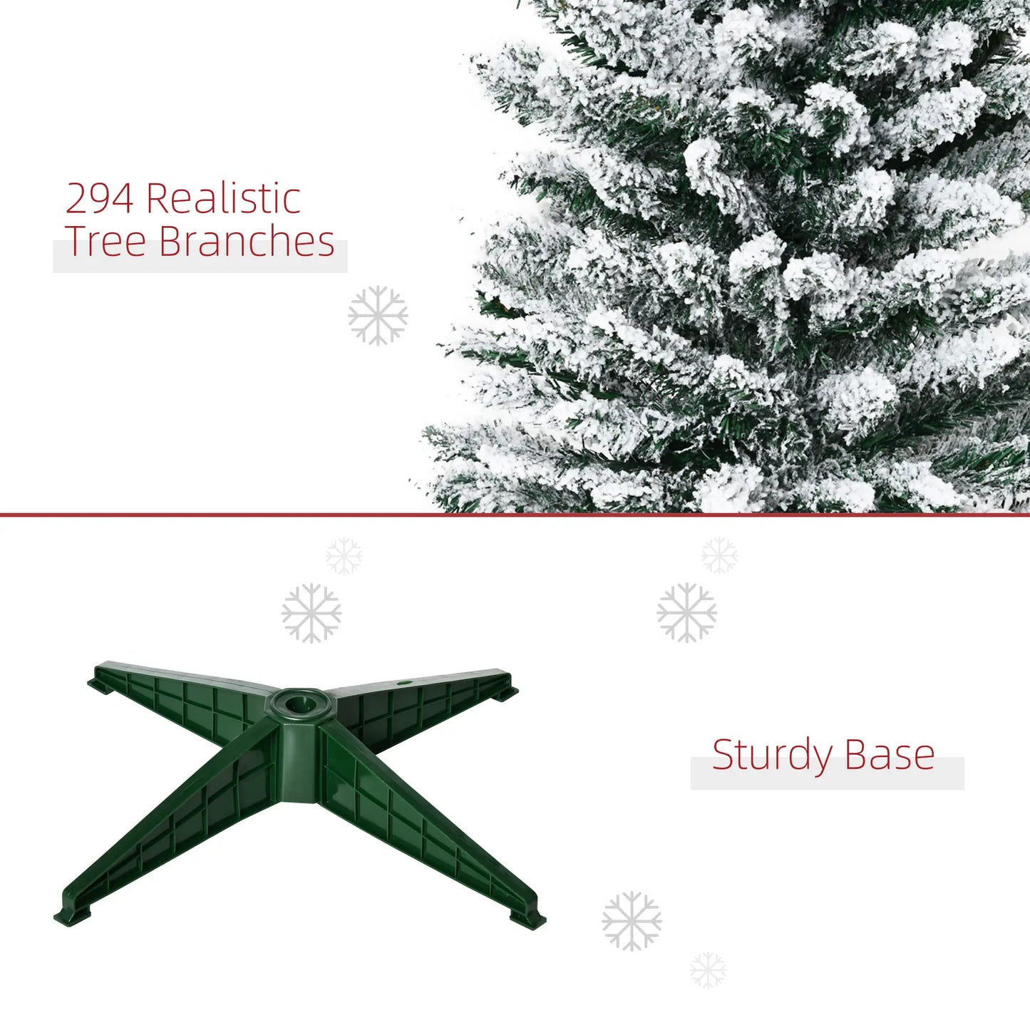 5ft Pencil Artificial Christmas Tree, Snow Flocked Branches, Green Artificial Christmas Trees at Gallery Canada