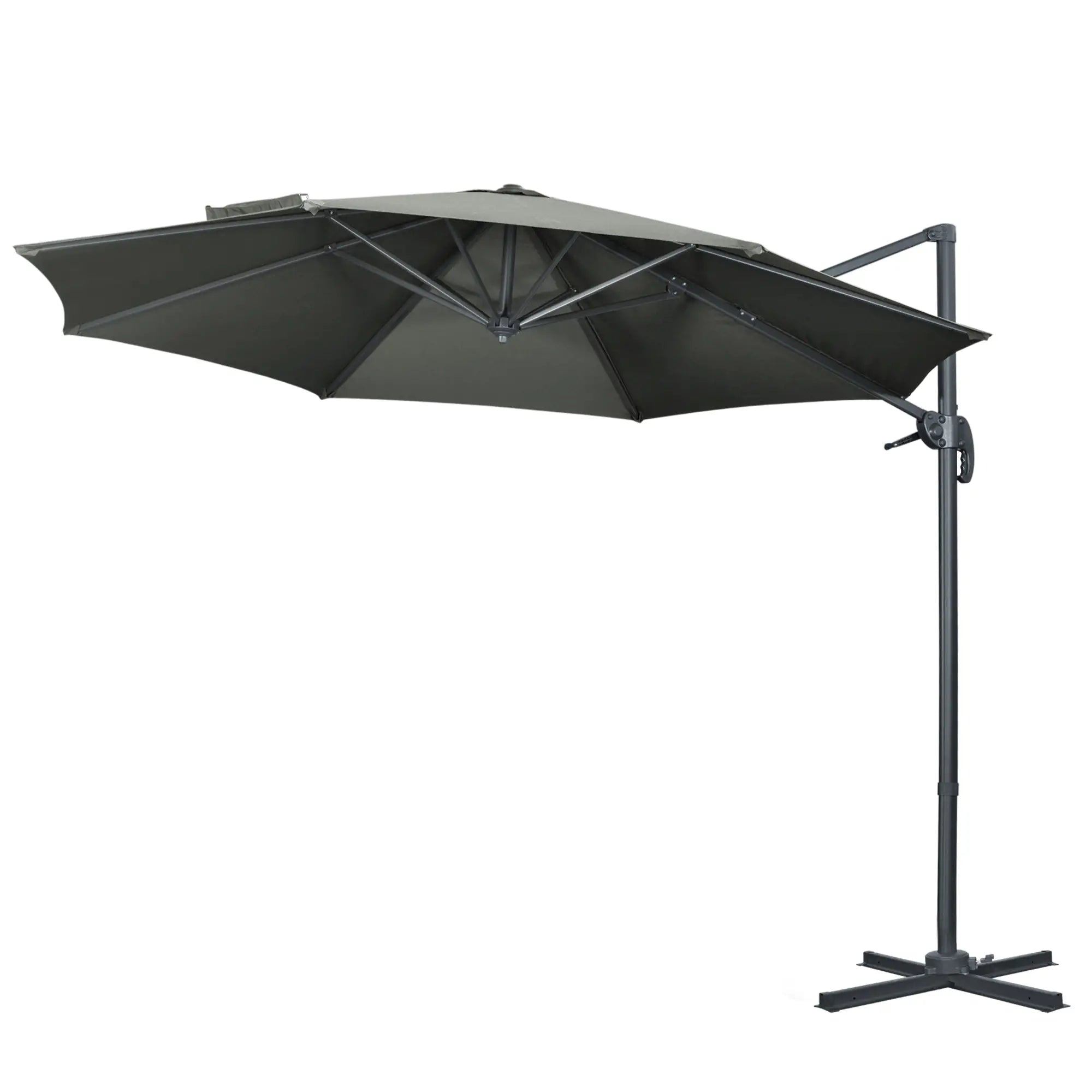 9.6' Cantilever Patio Umbrella, Outdoor Hanging, 360° Rotation, Grey Cantilever Umbrellas at Gallery Canada