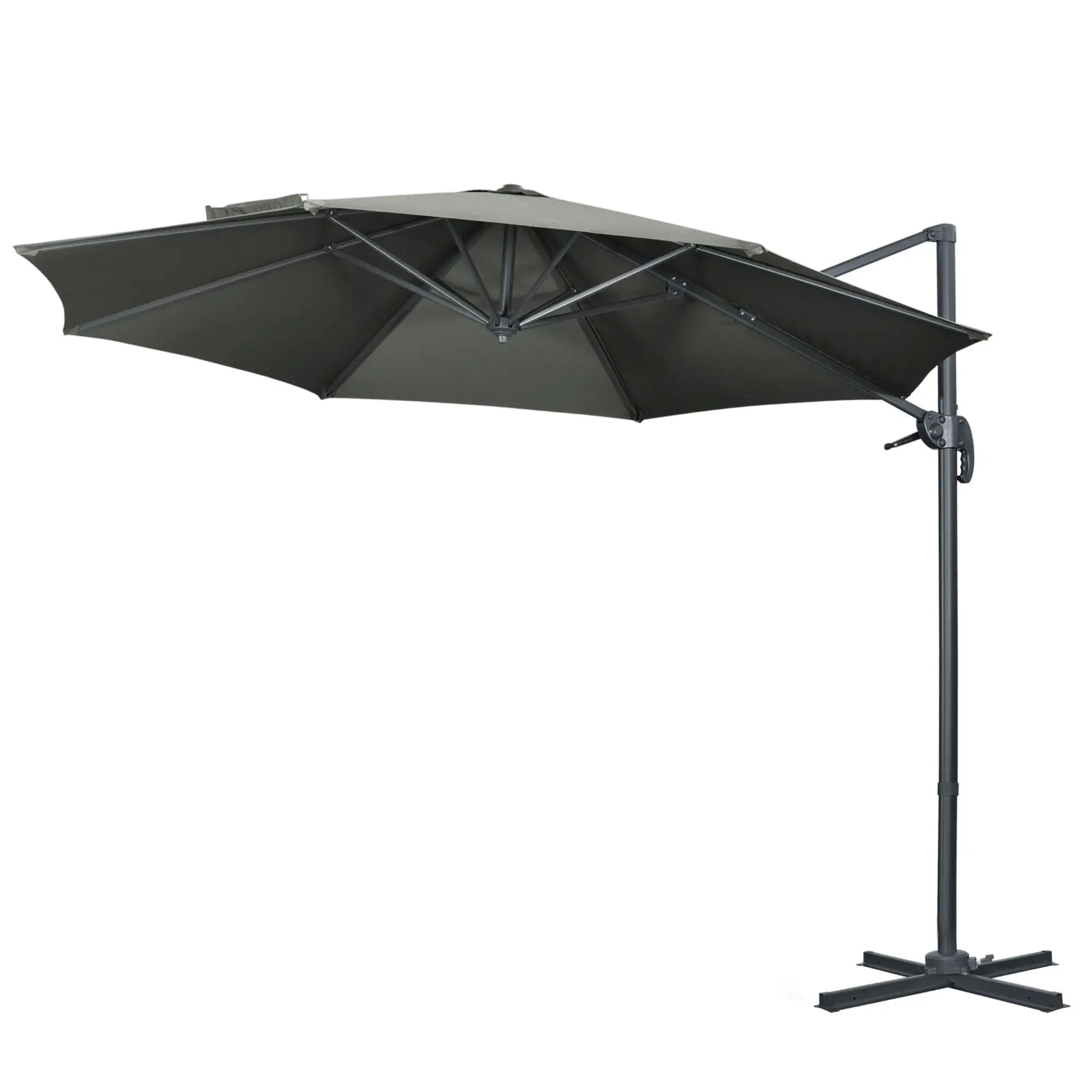 9.6' Cantilever Patio Umbrella, Outdoor Hanging, 360° Rotation, Grey Cantilever Umbrellas at Gallery Canada