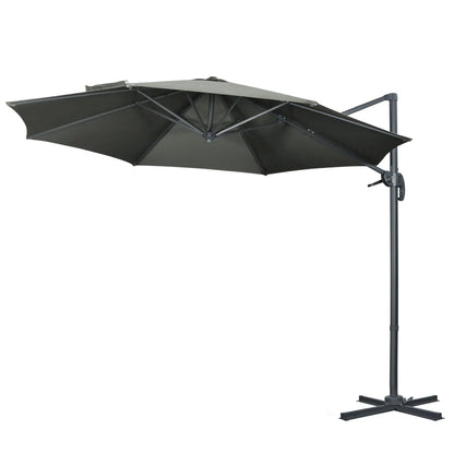 9.6' Cantilever Patio Umbrella, Outdoor Hanging, 360° Rotation, Grey Cantilever Umbrellas at Gallery Canada