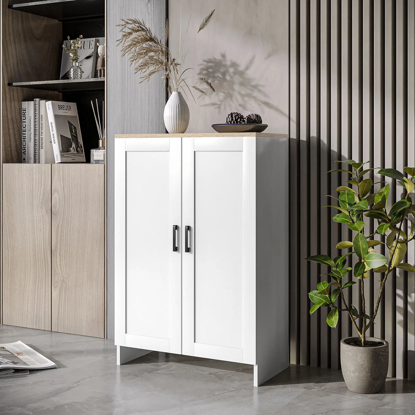Modern Storage Cabinet, Adjustable Shelf, 23.6" x 11.8" x 35.4", White Storage Cabinets at Gallery Canada