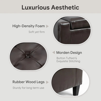 Storage Ottoman Bench, PU Leather, Tufted Design, Brown Storage Ottomans & Benches at Gallery Canada