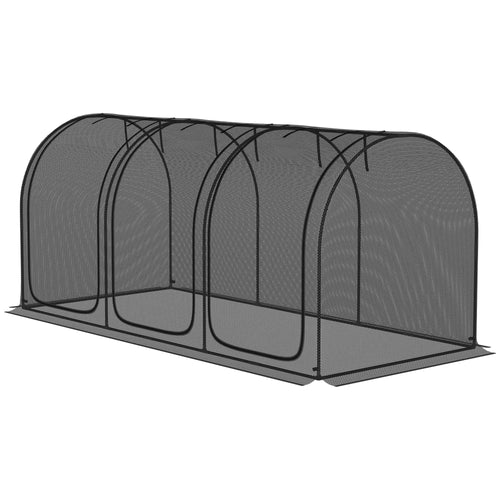 9' x 4' Crop Cage, Garden Plant Protector, 3 Zippered Doors, 4 Stakes, Black