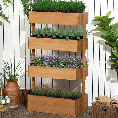 4-Tier Raised Garden Bed, Vertical Elevated Planter Rack, Wooden Planter Box Wooden Planter Boxes at Gallery Canada