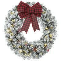 Pre-Lit Christmas Wreath 24 Inch, Green