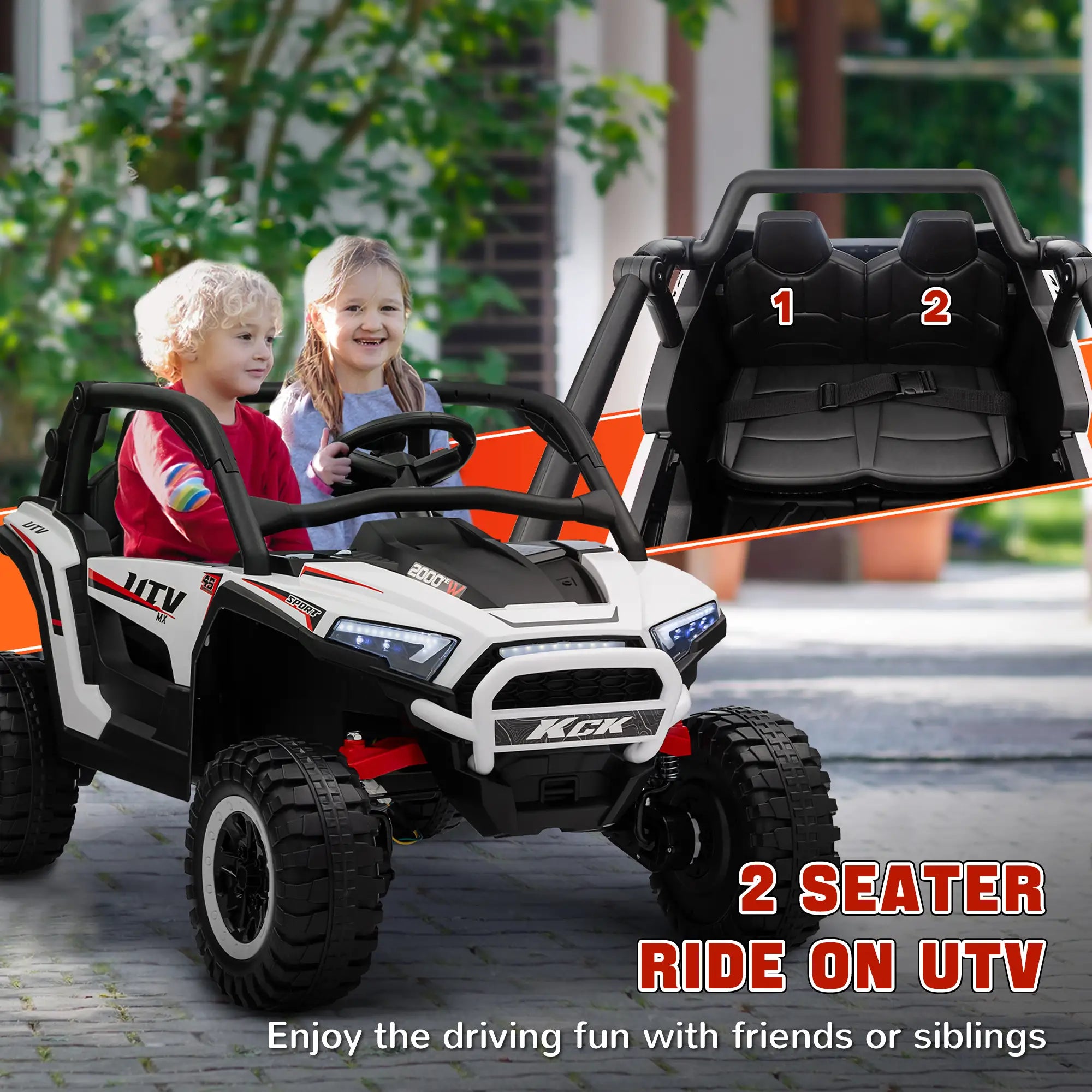 2 Seater 24V 7AH Electric Ride On Truck, White Electric Toy Cars at Gallery Canada