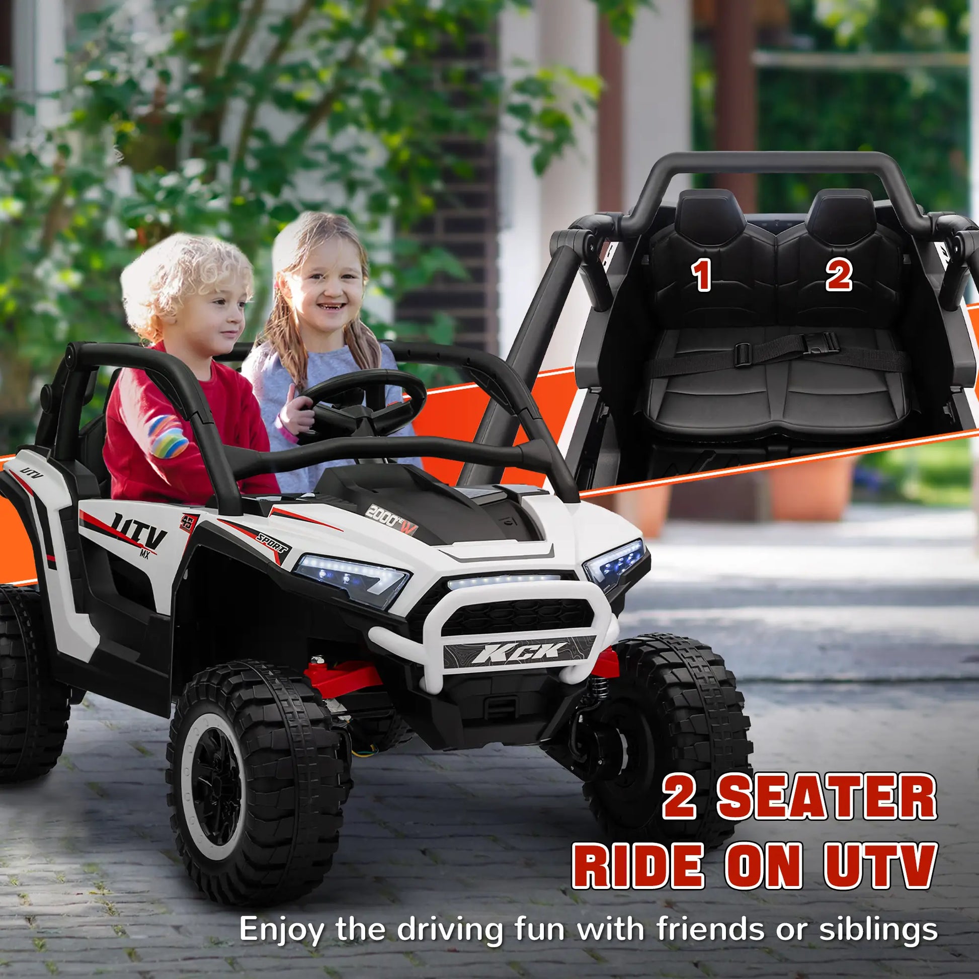 2 Seater 24V 7AH Electric Ride On Truck, White Electric Toy Cars at Gallery Canada