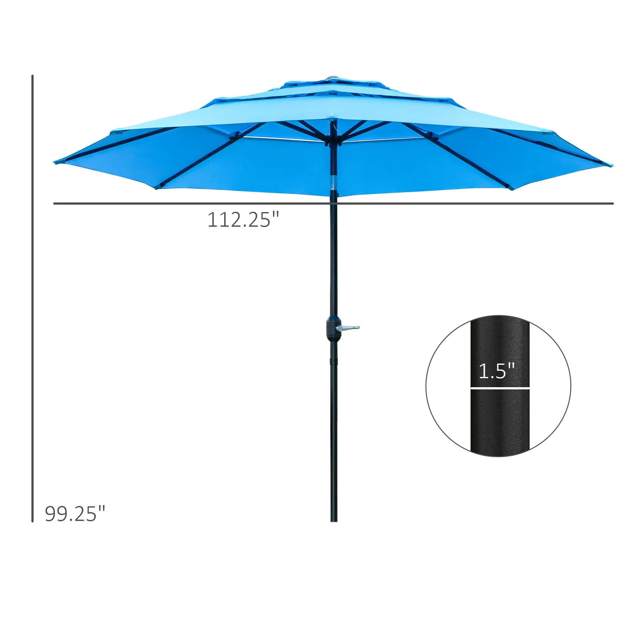 9FT 3 Tiers Patio Umbrella, Crank Push Button Tilt, Sky Blue Sun Umbrellas at Gallery Canada