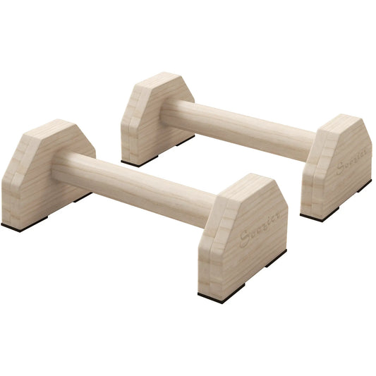 Wooden Parallettes Bars, Non-Slip Base, Calisthenics Equipment, Natural Wood More-Strength Training Equipment Natural at Gallery Canada