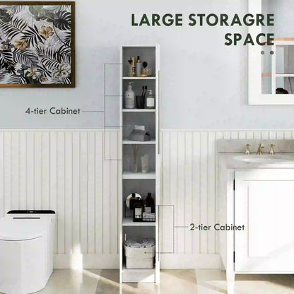 Tall Bathroom Storage Cabinet, Adjustable Shelves, Wood Grain, White Bathroom Cabinets at Gallery Canada