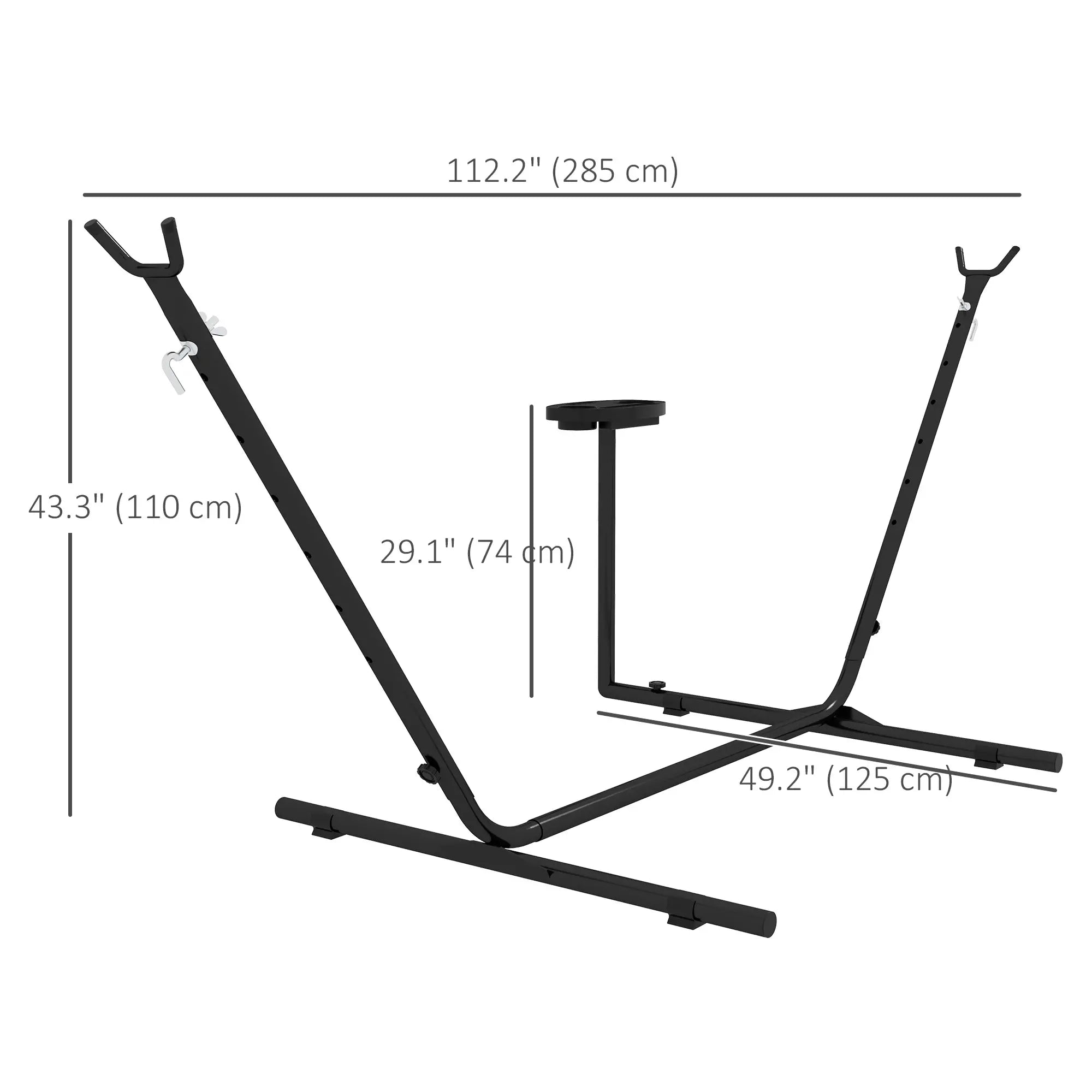 10' Hammock Stand With Side Tray, Steel Frame, Black Hammock Stands at Gallery Canada