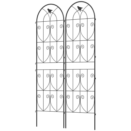 Metal Garden Trellis Set, Bird Design, 19.7" W x 70.9" H, Black Plant Stands Black at Gallery Canada