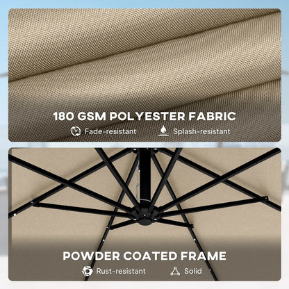 11.3 ft Cantilever Patio Umbrella With Light, Cover, Aluminium UPF50+, Khaki Offset Cantilever Umbrellas at Gallery Canada