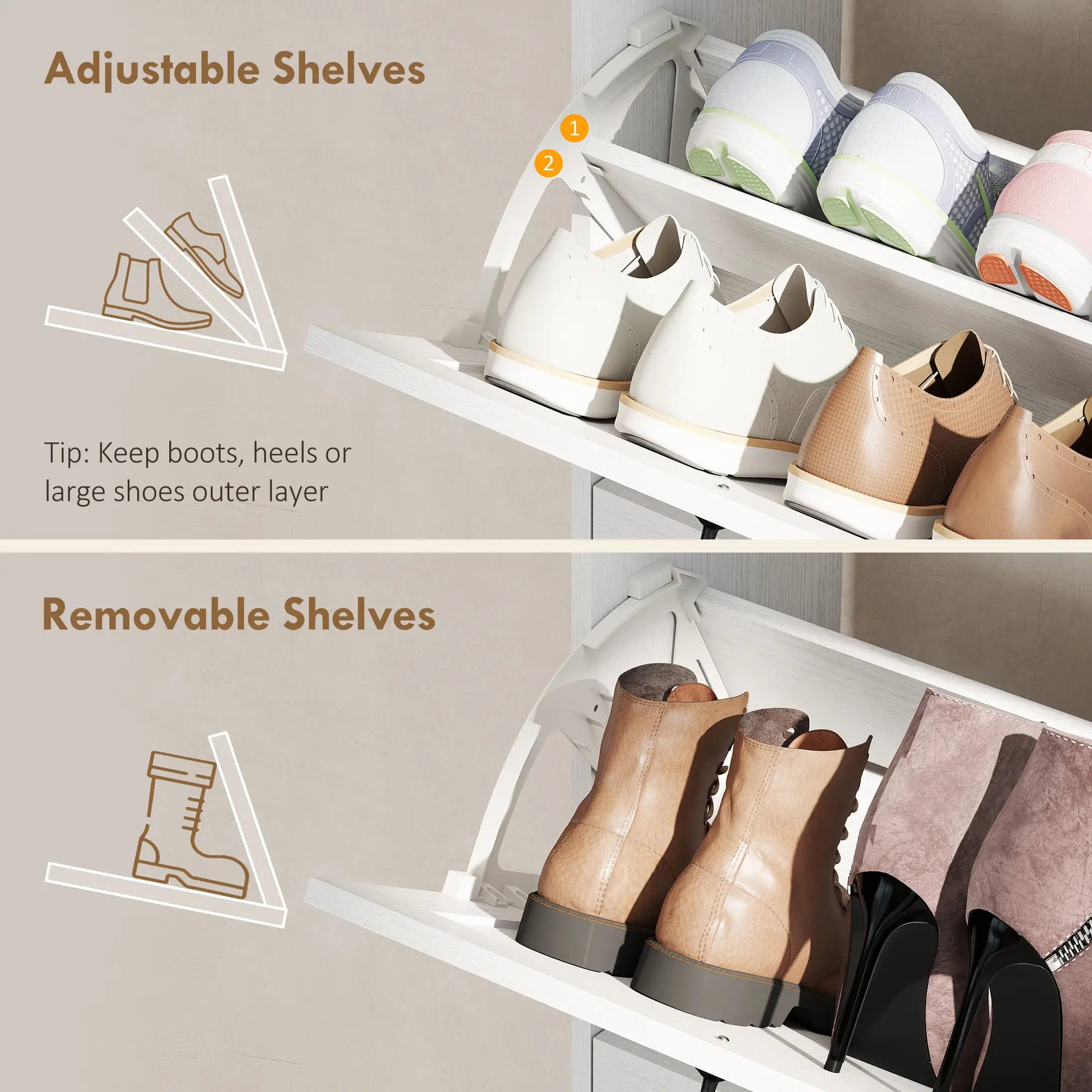 Farmhouse Shoe Storage Cabinet, Holds 12 Pairs, Adjustable Shelves, White Shoe Storage Cabinets & Racks at Gallery Canada