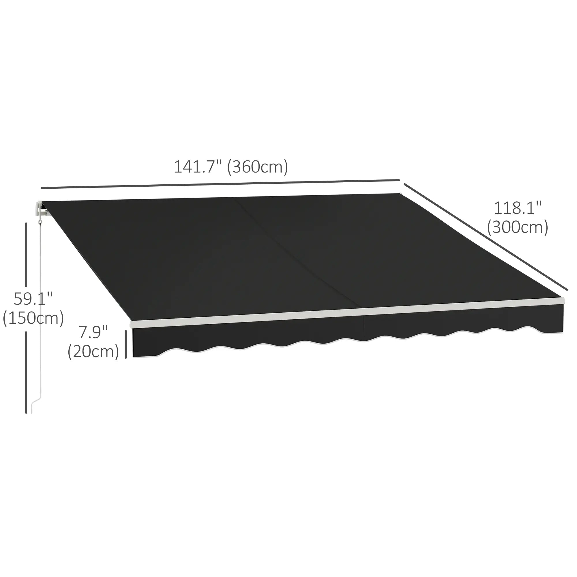 12'x10' Electric Retractable Awning, UV Protection, Black Deck Awnings at Gallery Canada