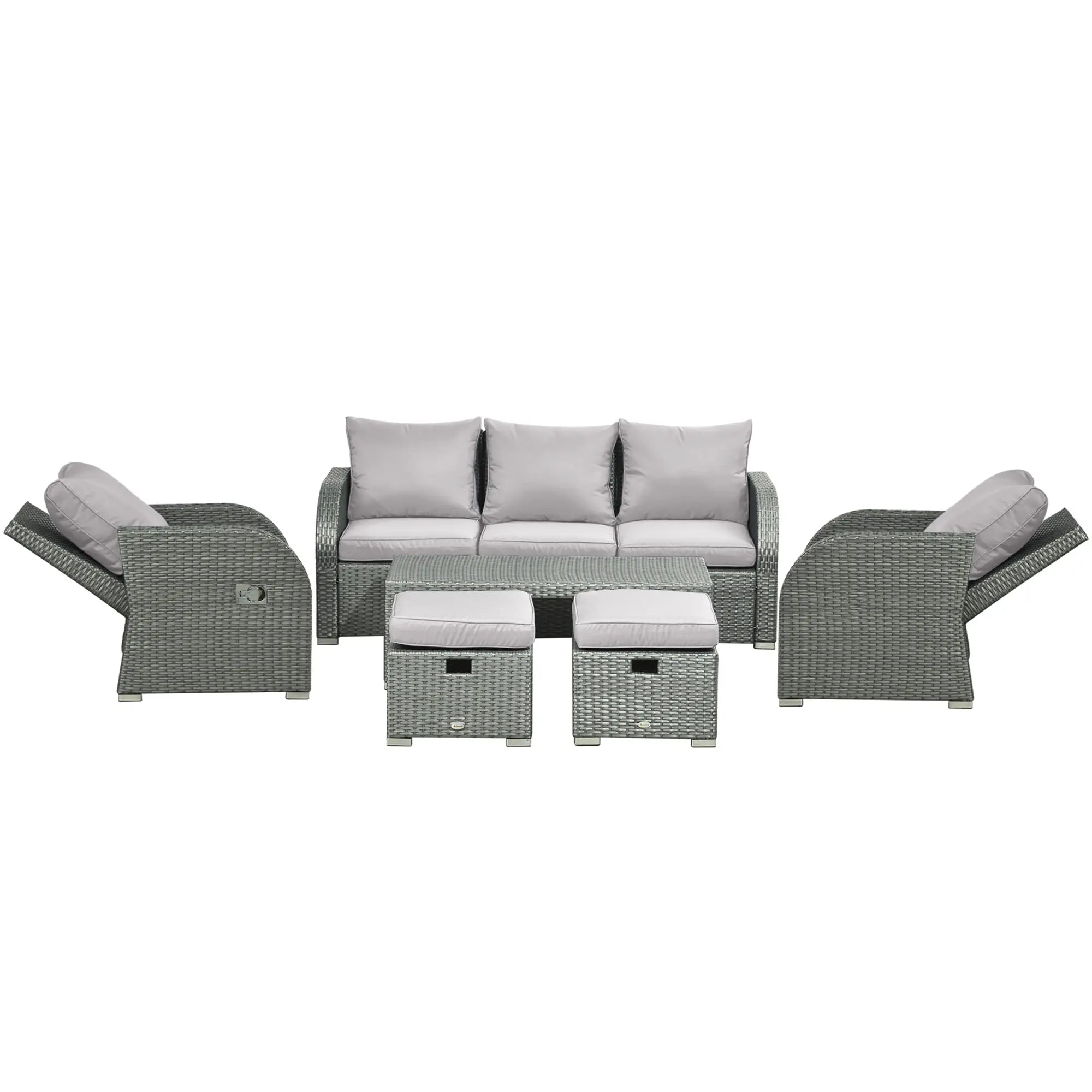 6-Piece Patio Furniture Set, Outdoor Rattan Sectional with Recliner, Lawn Garden Backyard Patio Furniture Sets at Gallery Canada