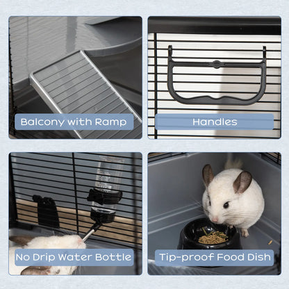 3-Tier Hamster Cage, Guinea Pig Cage, 31.5"x19"x23", Grey Houses & Habitats at Gallery Canada