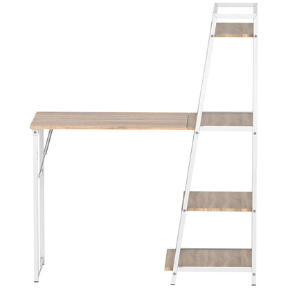 Computer Desk with Storage Shelves, Foldable Tabletop, White, Natural Writing Desks at Gallery Canada