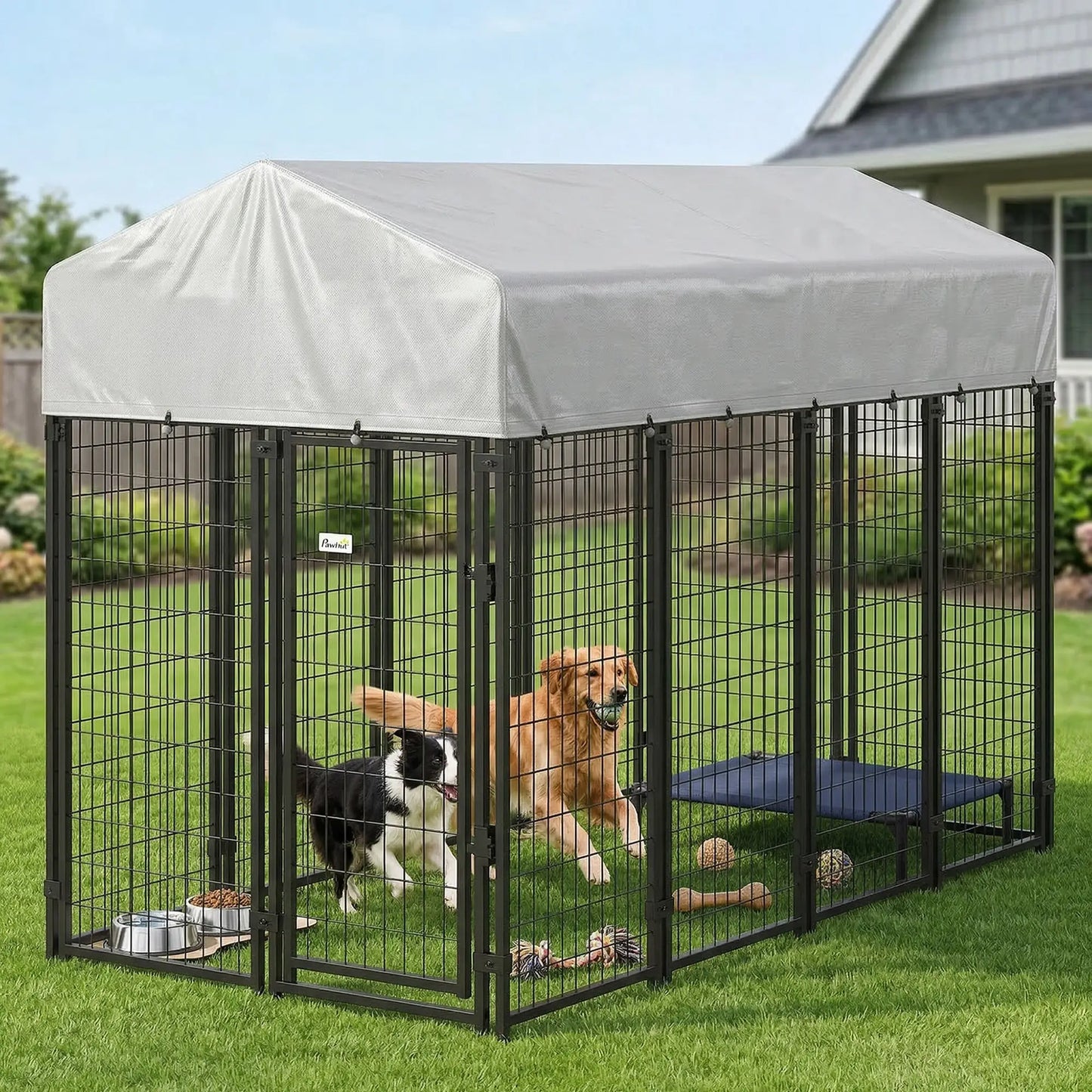 Outdoor Dog Kennel With Roof, 8' x 4' x 6', Heavy Duty Welded Wire Playpen Dog Kennels at Gallery Canada