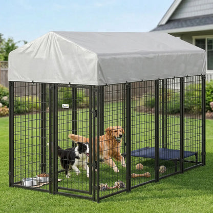 Outdoor Dog Kennel With Roof, 8' x 4' x 6', Heavy Duty Welded Wire Playpen Dog Kennels at Gallery Canada