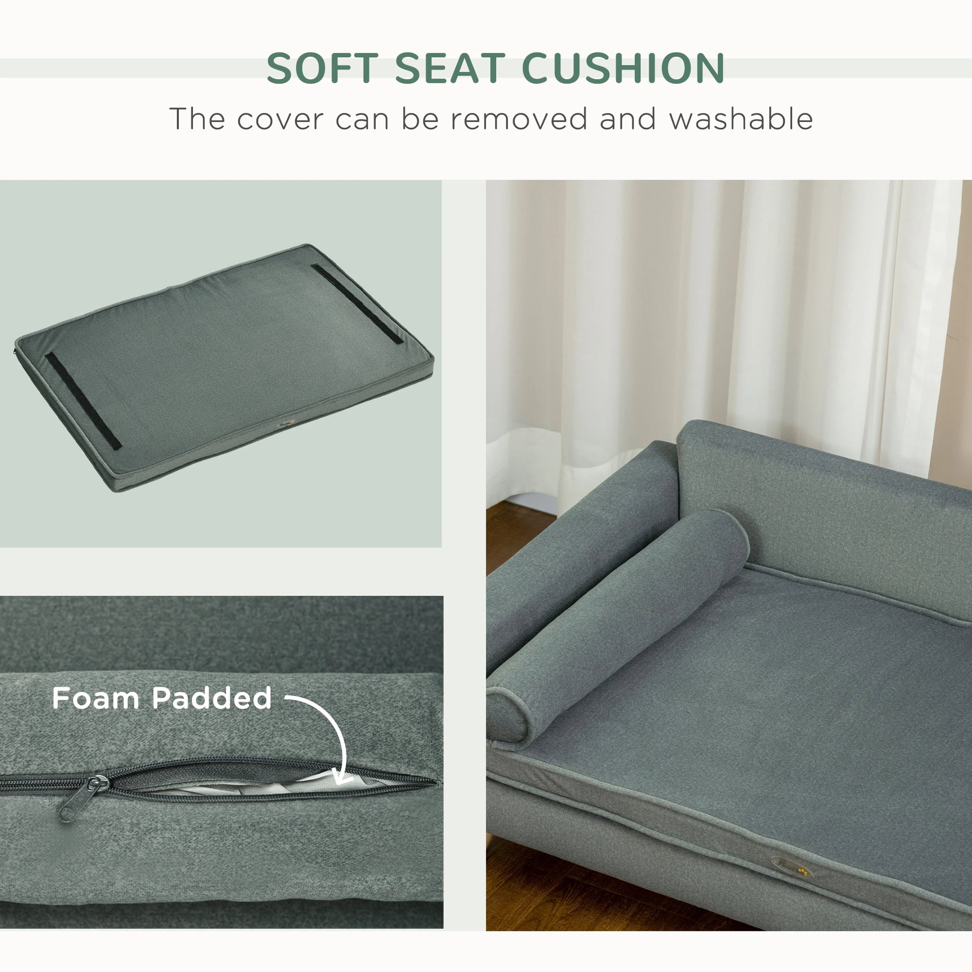 Dog Sofa Bed, Removable Pillows, Washable Cushion, Water-resistant, Medium Large, Grey Dog Sofas at Gallery Canada