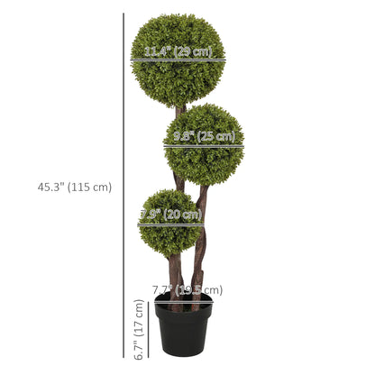 4FT Artificial Boxwood Topiary Tree, Triple Ball, Indoor Outdoor, Green Artificial Trees at Gallery Canada