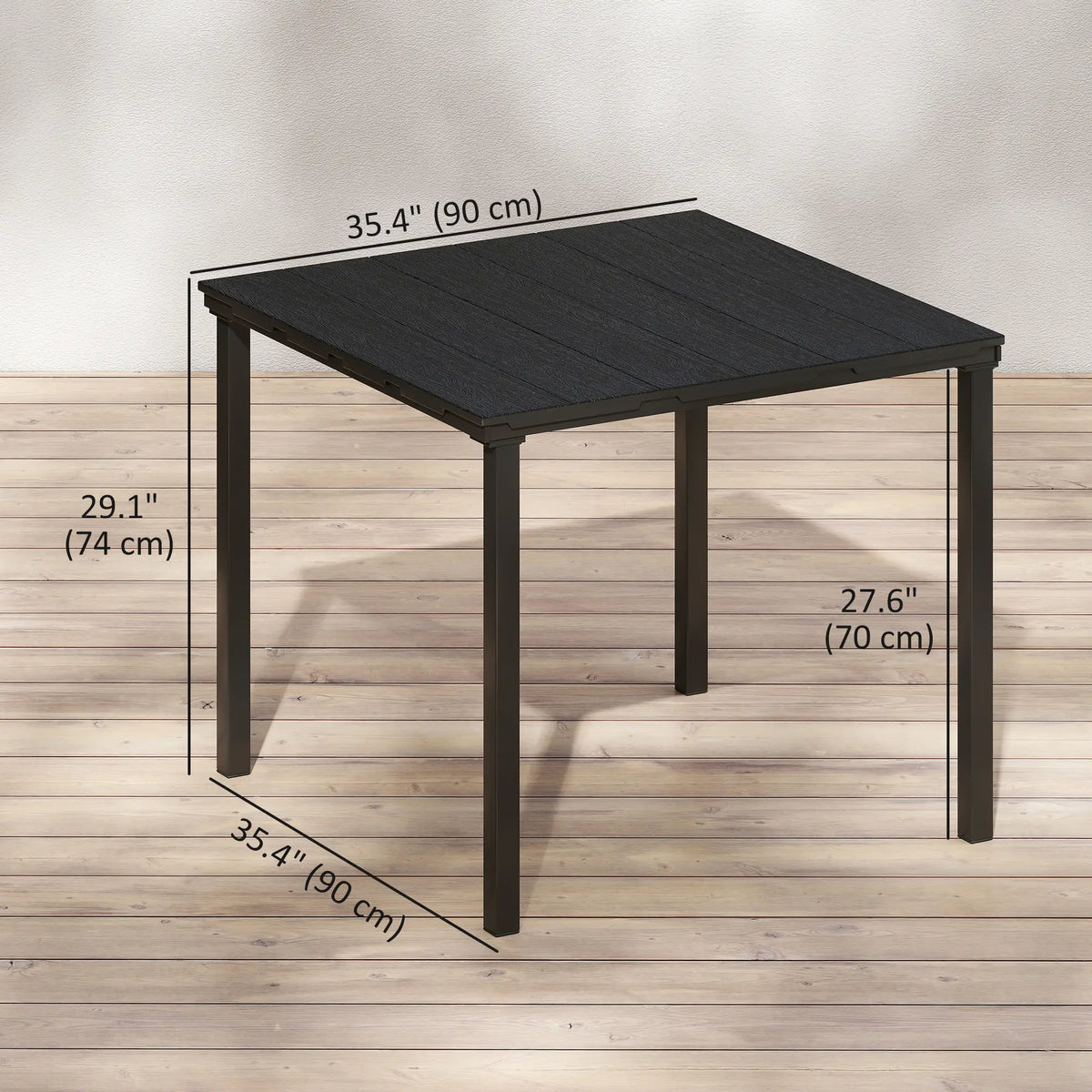 Outdoor Dining Table For 4, Square HDPE Patio Table With Metal Legs, Black Patio Dining Tables at Gallery Canada