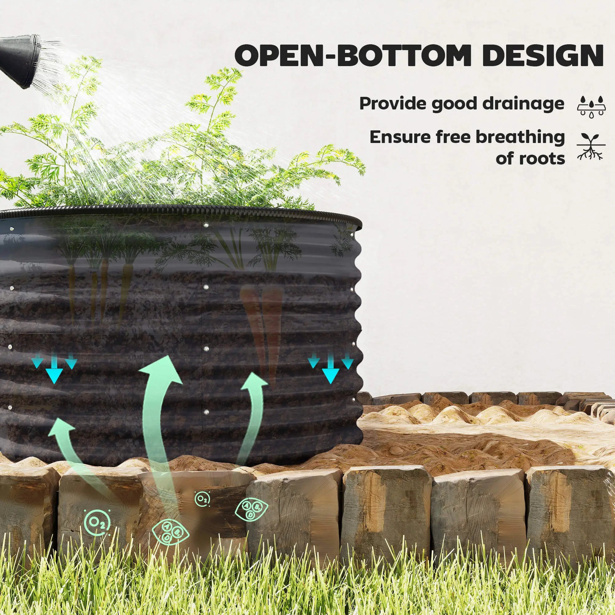 Set of 2 Raised Garden Beds, Metal Planter Box, Dark Grey Galvanized Planter Boxes at Gallery Canada