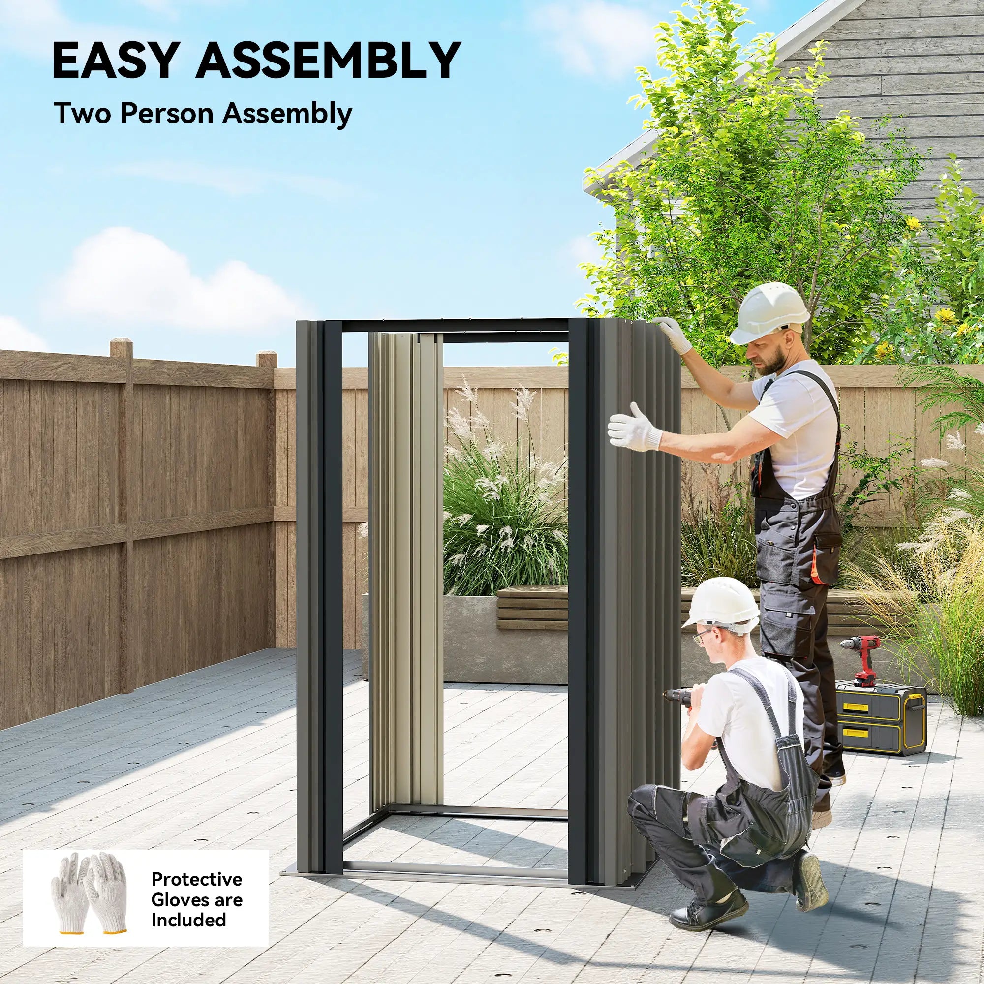 Outdoor Storage Shed With Lockable Door, Metal Garden Shed With 4 Vents Sheds at Gallery Canada
