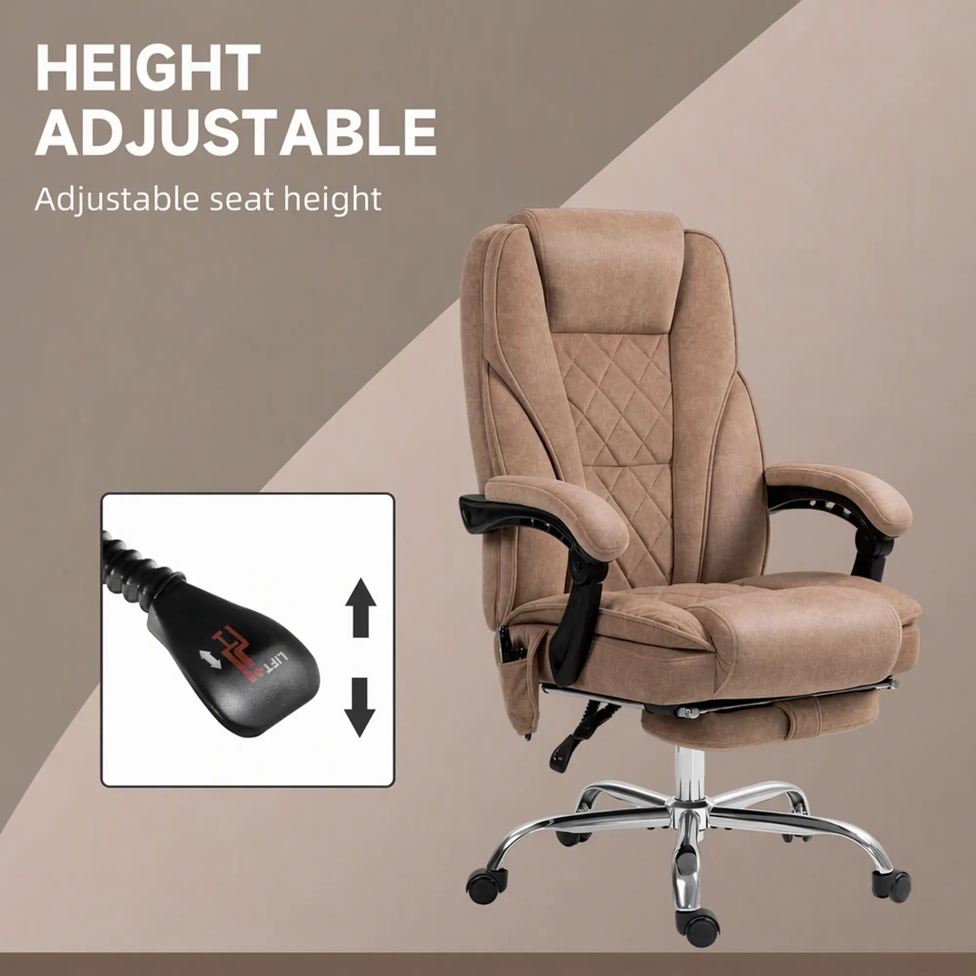 Massage Office Chair, Reclining Computer Chair, Adjustable Height, Brown Massage Chairs at Gallery Canada