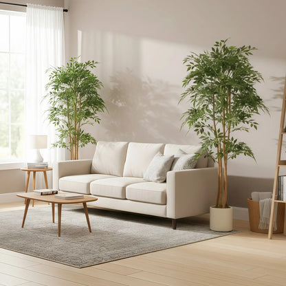 6FT Artificial Banyan Tree Set, Fake Potted Tree With Wood Trunk Artificial Trees at Gallery Canada