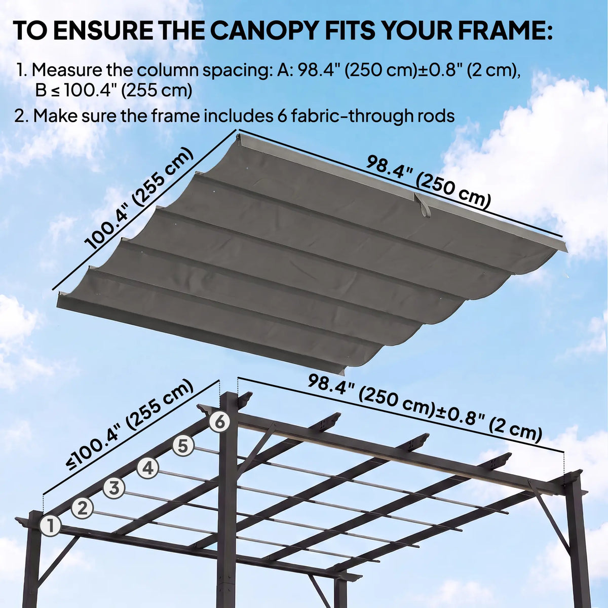 8.2' x 8.4' Retractable Pergola Canopy Replacement, Light Grey Gazebo Canopy Replacement at Gallery Canada