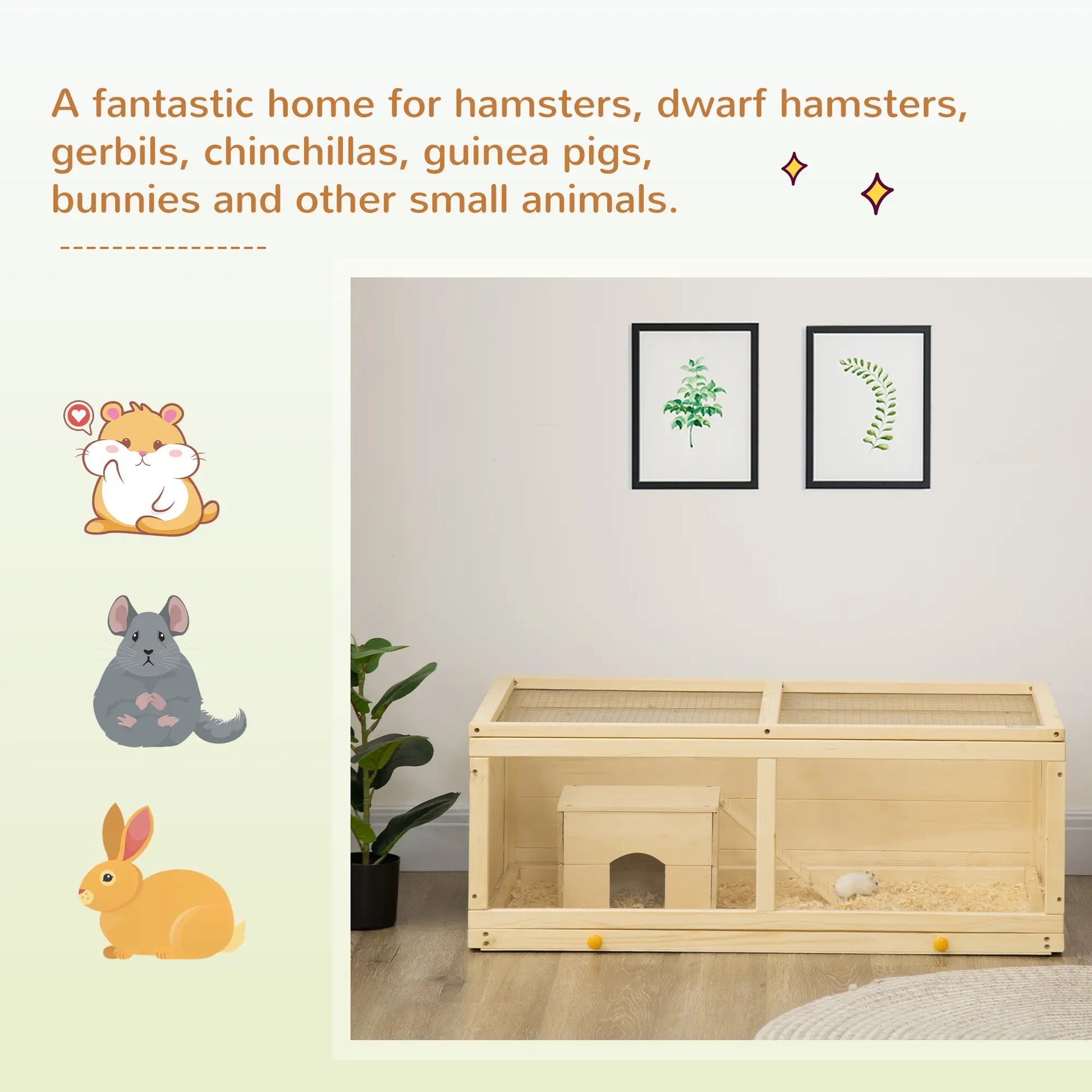 Small Animals Hutch With Sliding Tray, Play House, Natural Wood Hamster Cages at Gallery Canada