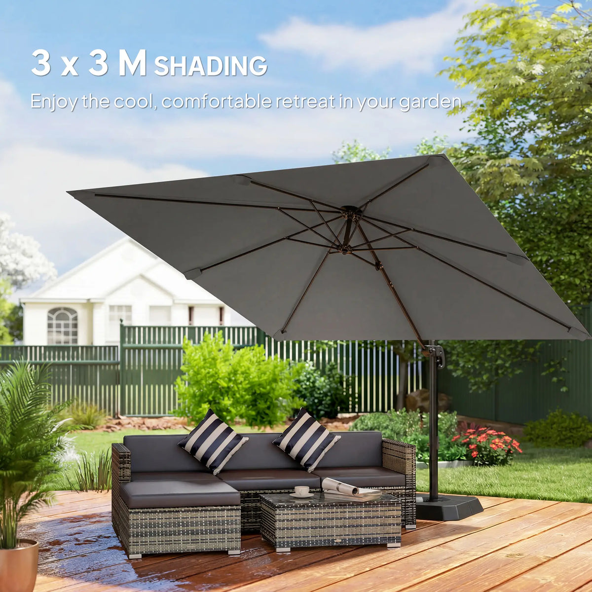 10 FT Outdoor Offset Cantilever Umbrella, Crank Handle, Tilt, 360° Rotation Offset Cantilever Umbrellas at Gallery Canada