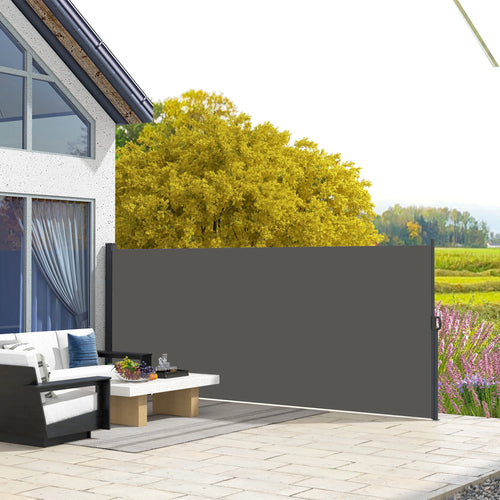 13' x 6' Retractable Side Awning, Outdoor Privacy Screen, Dark Grey