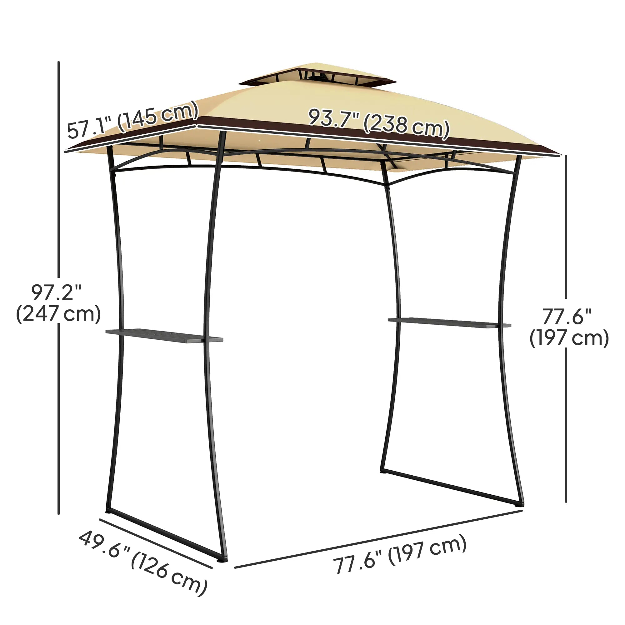8' x 5' Outdoor Grill Gazebo, Double Tiered, Beige BBQ Grill Gazebos at Gallery Canada