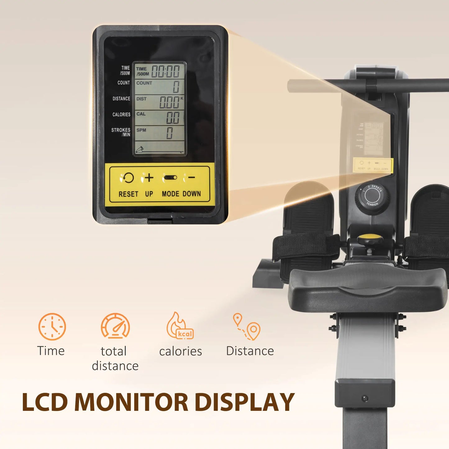 Magnetic Rowing Machine, Adjustable Resistance, LCD Monitor, Full Body Fitness Aerobic Equipment at Gallery Canada