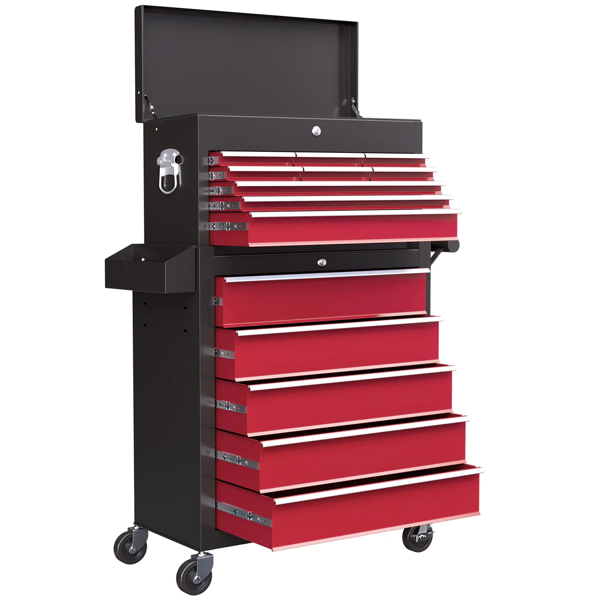 14 Drawer Rolling Tool Chest, Lockable Storage Cabinet, Detachable Top Toolbox, Red Tool Organizers Red, Black at Gallery Canada