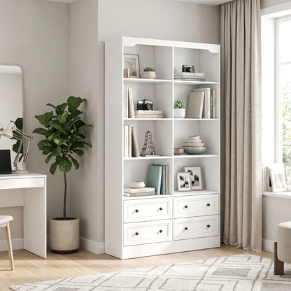 5-Tier Bookcase with 8 Cubbies, 4 Drawers, White Display Bookshelves at Gallery Canada