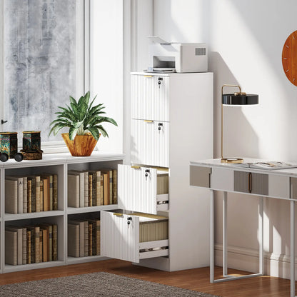 Lockable Filing Cabinet, 4 Drawers, Adjustable Hanging Rails, White Office Cabinets & Cupboards at Gallery Canada