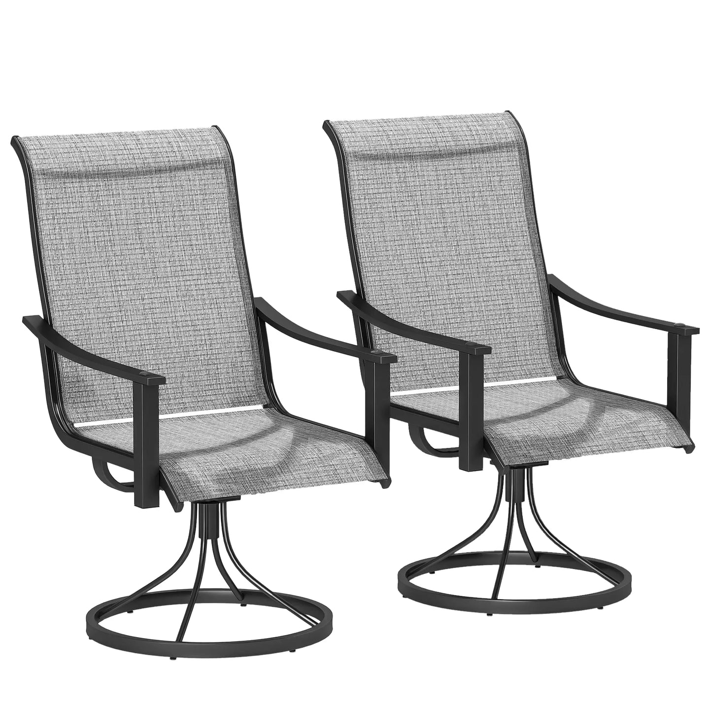 2 Rocking Swivel Patio Chairs, Mesh Outdoor Dining, High Back, Mixed Grey, Grey Bistro Sets at Gallery Canada